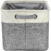 imageSorbus Fabric Storage Cubes 15 Inch 3 Pack Grey Jute and Cotton Rectangular Baskets with Script Text Foldable Storage Bins for Organizing Decorative Baskets for ShelvesGrey