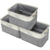 imageSorbus Fabric Storage Cubes 15 Inch 3 Pack Grey Jute and Cotton Rectangular Baskets with Script Text Foldable Storage Bins for Organizing Decorative Baskets for ShelvesGrey