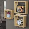 imageSorbus Floating Box Shelves  Square Cube Wall Decor Hanging Shelves Decoration  Shelf for Living Room Bedroom Trophy Display Photo FramesMaple Wood