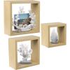 imageSorbus Floating Box Shelves  Square Cube Wall Decor Hanging Shelves Decoration  Shelf for Living Room Bedroom Trophy Display Photo FramesMaple Wood