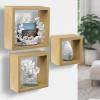 imageSorbus Floating Box Shelves  Square Cube Wall Decor Hanging Shelves Decoration  Shelf for Living Room Bedroom Trophy Display Photo FramesMaple Wood