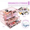 imageSorbus Makeup Organizer  4 Drawer Acrylic Make Up Organizers and Storage for Cosmetics Jewelry Beauty Supplies Clear Makeup Organizer for Vanity Girls Room College Dorm Counter BathroomSinksPink