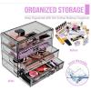 imageSorbus Makeup Organizer  4 Drawer Acrylic Make Up Organizers and Storage for Cosmetics Jewelry Beauty Supplies Clear Makeup Organizer for Vanity Girls Room College Dorm Counter BathroomSinksDark Black