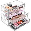 imageSorbus Makeup Organizer  4 Drawer Acrylic Make Up Organizers and Storage for Cosmetics Jewelry Beauty Supplies Clear Makeup Organizer for Vanity Girls Room College Dorm Counter BathroomSinksClear