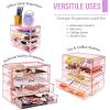 imageSorbus Makeup Organizer  4 Drawer Acrylic Make Up Organizers and Storage for Cosmetics Jewelry Beauty Supplies Clear Makeup Organizer for Vanity Girls Room College Dorm Counter BathroomSinksPink