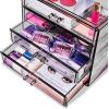 imageSorbus Makeup Organizer  4 Drawer Acrylic Make Up Organizers and Storage for Cosmetics Jewelry Beauty Supplies Clear Makeup Organizer for Vanity Girls Room College Dorm Counter BathroomSinksDark Black