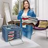imageSorbus Storage Bins with Divided Interior  Large Stackable ampamp Foldable Organizer Containers with Metal Frame Oxford Fabric Large Window ampamp Carry Handles  Organization for Bedroom Linens ampamp ClothesBlue