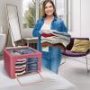 imageSorbus Storage Bins with Divided Interior  Large Stackable ampamp Foldable Organizer Containers with Metal Frame Oxford Fabric Large Window ampamp Carry Handles  Organization for Bedroom Linens ampamp ClothesPink
