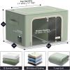 imageSorbus Storage Bins with Divided Interior  Large Stackable ampamp Foldable Organizer Containers with Metal Frame Oxford Fabric Large Window ampamp Carry Handles  Organization for Bedroom Linens ampamp ClothesTeal
