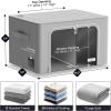 imageSorbus Storage Bins with Divided Interior  Large Stackable ampamp Foldable Organizer Containers with Metal Frame Oxford Fabric Large Window ampamp Carry Handles  Organization for Bedroom Linens ampamp ClothesGray