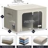 imageSorbus Storage Bins with Divided Interior  Large Stackable ampamp Foldable Organizer Containers with Metal Frame Oxford Fabric Large Window ampamp Carry Handles  Organization for Bedroom Linens ampamp ClothesBeige