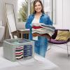 imageSorbus Storage Bins with Divided Interior  Large Stackable ampamp Foldable Organizer Containers with Metal Frame Oxford Fabric Large Window ampamp Carry Handles  Organization for Bedroom Linens ampamp ClothesGray