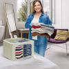 imageSorbus Storage Bins with Divided Interior  Large Stackable ampamp Foldable Organizer Containers with Metal Frame Oxford Fabric Large Window ampamp Carry Handles  Organization for Bedroom Linens ampamp ClothesBeige