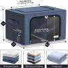 imageSorbus Storage Bins with Divided Interior  Large Stackable ampamp Foldable Organizer Containers with Metal Frame Oxford Fabric Large Window ampamp Carry Handles  Organization for Bedroom Linens ampamp ClothesBlue