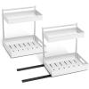 imageSorbus Under Sink Organizer with Sliding Tracks and Adhesive Tape  2Tier PullOut Storage Rack for Kitchen and Bathroom  No Drill Under Sink Organization Storage Cabinet ShelfWhite