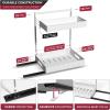 imageSorbus Under Sink Organizer with Sliding Tracks and Adhesive Tape  2Tier PullOut Storage Rack for Kitchen and Bathroom  No Drill Under Sink Organization Storage Cabinet ShelfWhite