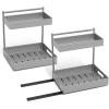 imageSorbus Under Sink Organizer with Sliding Tracks and Adhesive Tape  2Tier PullOut Storage Rack for Kitchen and Bathroom  No Drill Under Sink Organization Storage Cabinet ShelfSilver