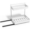 imageSorbus Under Sink Organizer with Sliding Tracks and Adhesive Tape  2Tier PullOut Storage Rack for Kitchen and Bathroom  No Drill Under Sink Organization Storage Cabinet ShelfWhite