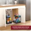 imageSorbus Under Sink Organizer with Sliding Tracks and Adhesive Tape  2Tier PullOut Storage Rack for Kitchen and Bathroom  No Drill Under Sink Organization Storage Cabinet ShelfBlack