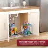 imageSorbus Under Sink Organizer with Sliding Tracks and Adhesive Tape  2Tier PullOut Storage Rack for Kitchen and Bathroom  No Drill Under Sink Organization Storage Cabinet ShelfSilver