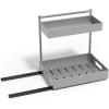 imageSorbus Under Sink Organizer with Sliding Tracks and Adhesive Tape  2Tier PullOut Storage Rack for Kitchen and Bathroom  No Drill Under Sink Organization Storage Cabinet ShelfSilver