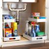 imageSorbus Under Sink Organizer with Sliding Tracks and Adhesive Tape  2Tier PullOut Storage Rack for Kitchen and Bathroom  No Drill Under Sink Organization Storage Cabinet ShelfWhite
