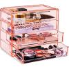 imageSorbus Makeup Organizer  4 Drawer Acrylic Make Up Organizers and Storage for Cosmetics Jewelry Beauty Supplies Clear Makeup Organizer for Vanity Girls Room College Dorm Counter Bathroom SinkPink