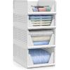 imageSorbus Shelf Organizer  Closet Shelf Organizer for Clothes Closet Bathroom Kitchen Garage  Plastic Stackable Shelf Organizer Baskets  Open Front Design Under Shelf Organizer2 Small 2 Medium