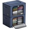 imageSorbus Storage Bins with Divided Interior  Large Stackable ampamp Foldable Organizer Containers with Metal Frame Oxford Fabric Large Window ampamp Carry Handles  Organization for Bedroom Linens ampamp ClothesBlue