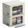 imageSorbus Storage Bins with Divided Interior  Large Stackable ampamp Foldable Organizer Containers with Metal Frame Oxford Fabric Large Window ampamp Carry Handles  Organization for Bedroom Linens ampamp ClothesBeige