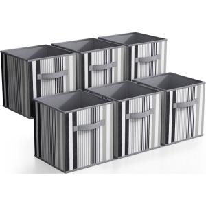 imageSorbus 11 Inch Cube Storage Bin  6 Foldable Storage Cubes for Shelf Toy Box Cubby ampamp Closet Organizer  Multicolor Chevron Collapsible Cloth Cube Storage Bins for Home Organization Nursery BedroomBlack