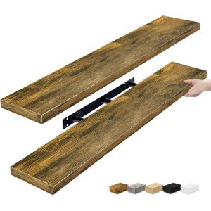 imageSorbus Floating Shelves for Wall  3 Long Floating Shelves for Bedroom Kitchen Living Room Bathroom Shelves Farmhouse Home Decor  48 x 9 Inch Wall Mounted Floating Shelves for Wall GrayWalnut