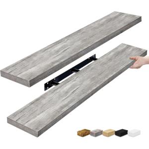 imageSorbus Floating Shelves for Wall  3 Long Floating Shelves for Bedroom Kitchen Living Room Bathroom Shelves Farmhouse Home Decor  48 x 9 Inch Wall Mounted Floating Shelves for Wall GrayGrey