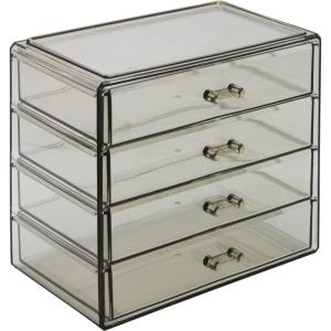 imageSorbus Makeup Organizer  4 Drawer Acrylic Make Up Organizers and Storage for Cosmetics Jewelry Beauty Supplies Clear Makeup Organizer for Vanity Girls Room College Dorm Counter BathroomSinksDark Black