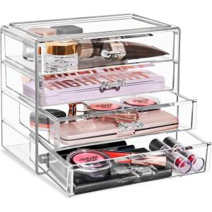 imageSorbus Makeup Organizer  4 Drawer Acrylic Make Up Organizers and Storage for Cosmetics Jewelry Beauty Supplies Clear Makeup Organizer for Vanity Girls Room College Dorm Counter BathroomSinksClear