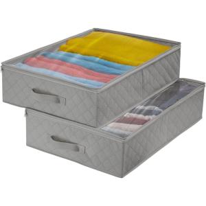 imageSorbus Storage Bags Closet ampamp Underbed Organizer Set Clear Cover Foldable with Carry Handles Great for Clothes Linens Bedding Closets Bedrooms and More Closet Organizer Gray