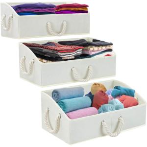 imageSorbus Storage Bins 3Pack Fabric Storage Baskets Foldable Closet Organizer Trapezoid Storage Box GreyTrapezoid Bin  Beige