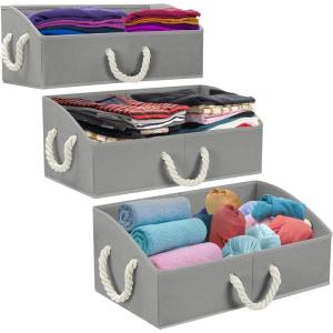 imageSorbus Storage Bins 3Pack Fabric Storage Baskets Foldable Closet Organizer Trapezoid Storage Box GreyTrapezoid Bin  Grey
