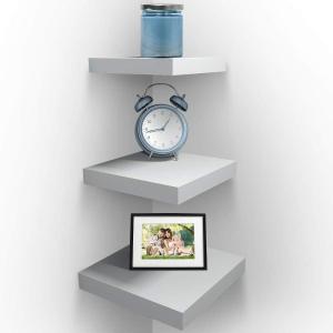 imageSorbus Wall Mount Corner Shelves Square Hanging Wall Shelves Decoration Perfect Trophy Display Photo Frames Home Dcor Set of 3 3Piece Square Set  WhiteWhite