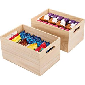 imageSorbus Unfinished Wood Crates  Organizer Bins Wooden Box for Pantry Closet Arts ampamp Crafts Cabinet Organizers Containers 4 Pack2 Pack