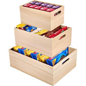 imageSorbus Unfinished Wood Crates  Organizer Bins Wooden Box for Pantry Closet Arts ampamp Crafts Cabinet Organizers Containers 4 Pack3 Pack