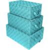 imageSorbus Set of 3 Storage Baskets for Organizing with Lid Mesh HandWoven Design Linen Closet Organizers and Storage Organizer Storage Baskets for Shelves Variety Pack Organizers and Storage WhiteWoven Lid Baskets  Aqua