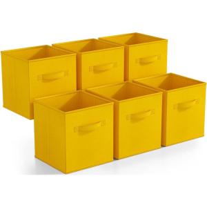 imageSorbus Foldable Storage Cubes  6 Pack 11 Inch Sage Green Fabric Foldable Storage and Organization Versatile Use Collapsible Storage Lightweight and DurableDark Yellow
