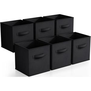 imageSorbus Foldable Storage Cubes  6 Pack 11 Inch Sage Green Fabric Foldable Storage and Organization Versatile Use Collapsible Storage Lightweight and DurableBlack