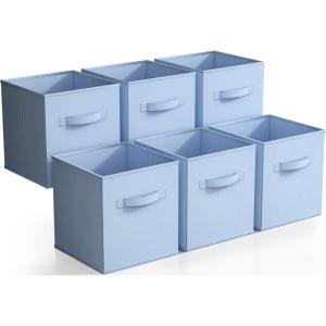imageSorbus Foldable Storage Cubes  6 Pack 11 Inch Sage Green Fabric Foldable Storage and Organization Versatile Use Collapsible Storage Lightweight and DurablePastel Blue
