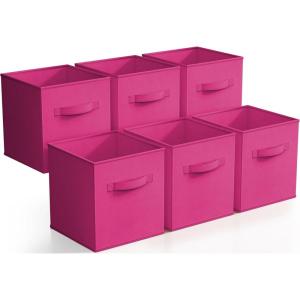 imageSorbus Foldable Storage Cubes  6 Pack 11 Inch Sage Green Fabric Foldable Storage and Organization Versatile Use Collapsible Storage Lightweight and DurablePink