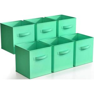 imageSorbus Foldable Storage Cubes  6 Pack 11 Inch Sage Green Fabric Foldable Storage and Organization Versatile Use Collapsible Storage Lightweight and DurableTeal