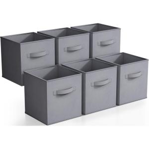 imageSorbus Foldable Storage Cubes  6 Pack 11 Inch Sage Green Fabric Foldable Storage and Organization Versatile Use Collapsible Storage Lightweight and DurableGray