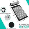imageSivan Health and Fitness Acupressure Mat and Pillow Set  Grounding Mat for Stress Back ampamp Neck Pain  Acupuncture Point Massage Mat for Muscle Relaxation Sciatica ampamp Meditation  Includes Carry BagBlackWhite