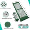 imageSivan Health and Fitness Acupressure Mat and Pillow Set  Grounding Mat for Stress Back ampamp Neck Pain  Acupuncture Point Massage Mat for Muscle Relaxation Sciatica ampamp Meditation  Includes Carry BagGreenWhite